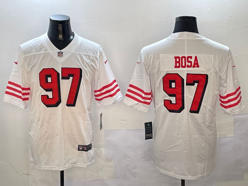 Men San Francisco 49ers #97 Bosa White Throwback 2024 Nike Limited NFL Jersey style 0104->san francisco 49ers->NFL Jersey